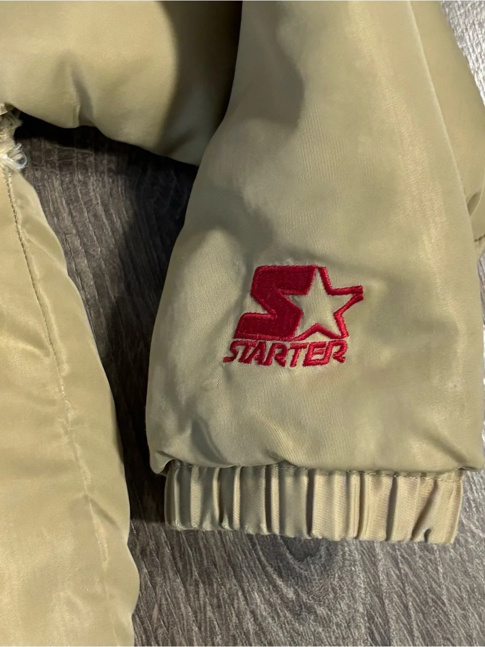 Rare Retro STARTER 1980-90s NFL San Francisco 49ers Hooded Gold Jacket Kids SmL